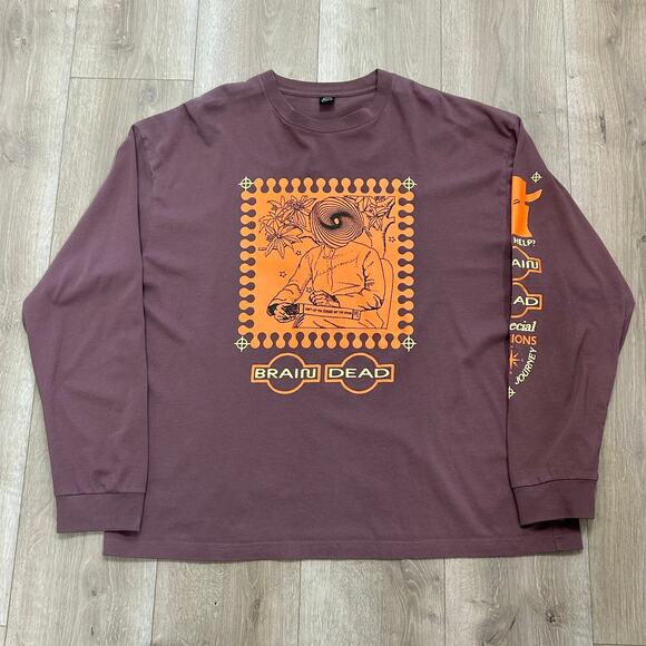 Brain Dead Special Illusions Long Sleeve Shirt Purple Orange Size XL B2 - Picture 1 of 8